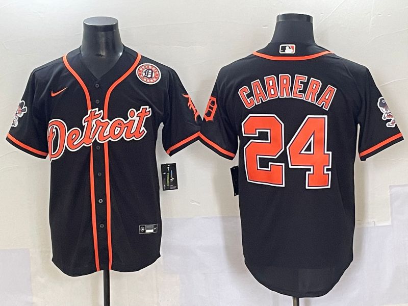 Men 2025 Detroit Tigers #24 Cabrera Black Joint Name Nike MLB Jersey style 6->detroit tigers->MLB Jersey